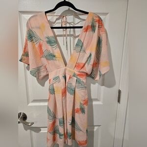 Deep V Neck Tropical Dress